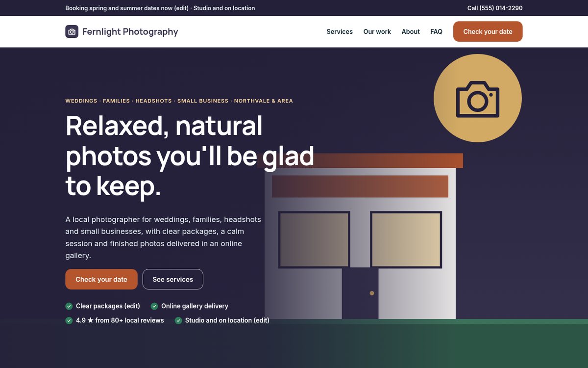 Home page of the Coilhouse Photographers version with sample content